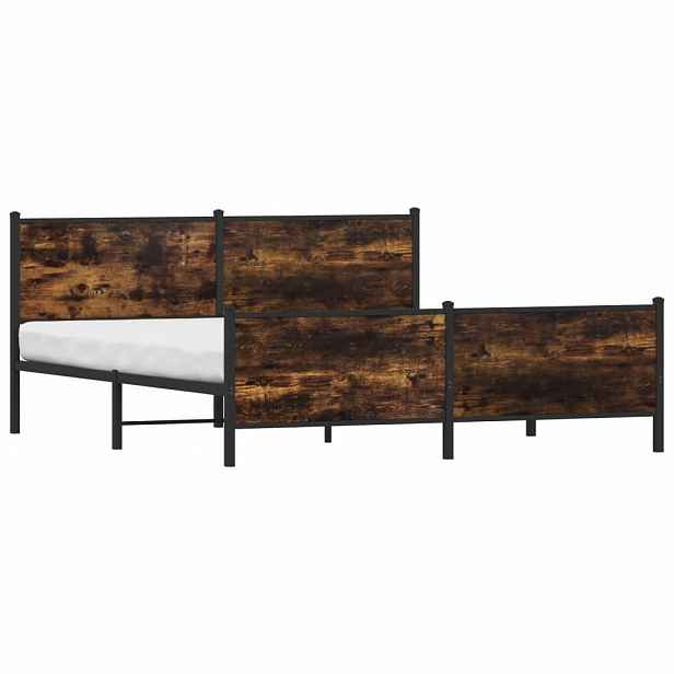 vidaXL Kovový rám postele bez matrace kouřový dub 180 x 200 cm