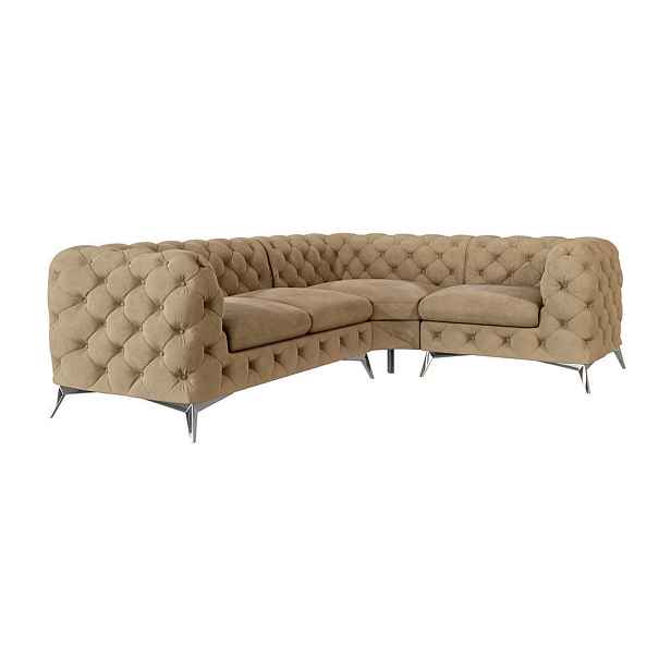S-Style ROHOVÁ POHOVKA CHESTERFIELD Laura z béžového sametu