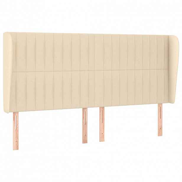 vidaXL Čelo postele typu ušák krémové 203x23x118/128 cm textil
