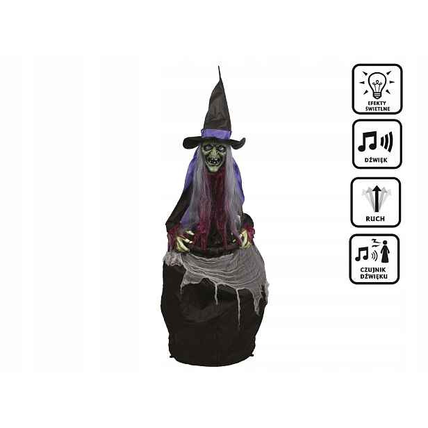 Dekorace čarodějnice v kotli Halloween Čarodějnice