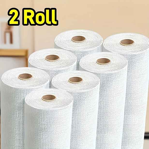 TEMU 2 Role Samolepicí 3D Pěnové Tapety - Odolné Samolepicí Nástěnné Panely, Snadno Čistitelné a Stříhatelné, Texturovaný Bílý Obývací Pokoj, Kuchyň,