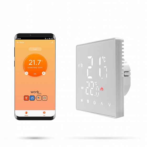 Termostat WiFi pokojový regulátor Tuya 16A Std Bílý