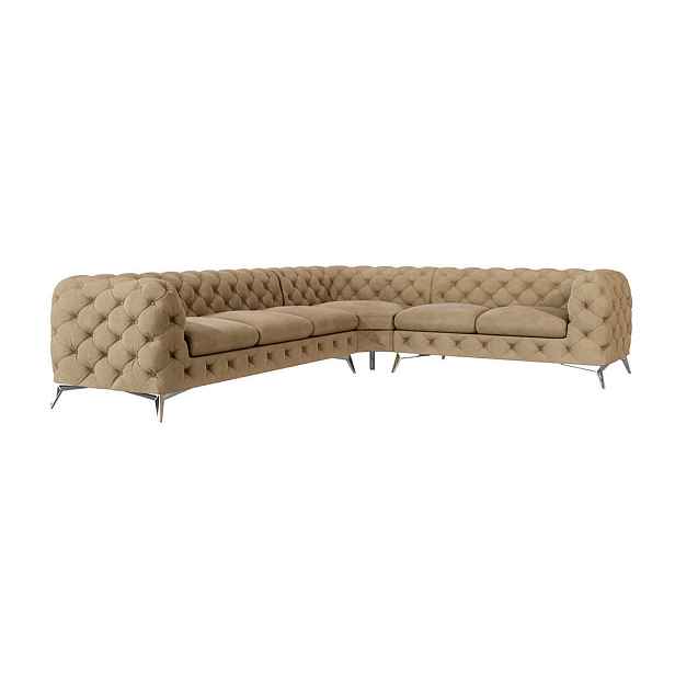 S-Style ROHOVÁ POHOVKA CHESTERFIELD Laura z béžového sametu