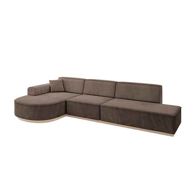 ALTDECOR ROHOVÁ SEDAČKA s otomanem, levá ARRIO-L2 328x171x83 Hnědá Velur