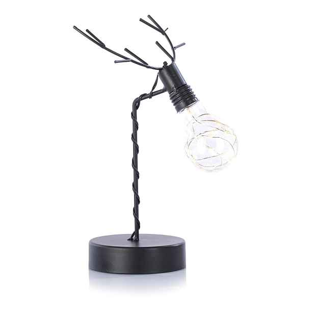 DecoKing Vánoční stolní LED lampa na baterie REINDEER INDUSTRIAL černá