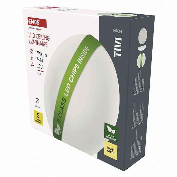 Emos Tivi Led stropní svítidlo 5,2 W, IP44, 3000 K, bílé