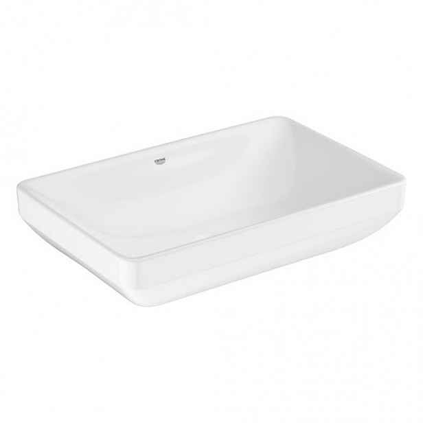 Grohe Euro Ceramic umyvadlo na desku 60x40 cm alpská bílá bez otvoru pro baterii, s přepadem 102434sh00 G102434SH00