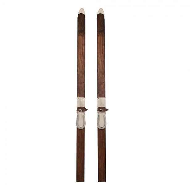 Hnědá antik dřevěná dekorace lyže Ski Vintage - 8*7*140 cm Clayre & Eef