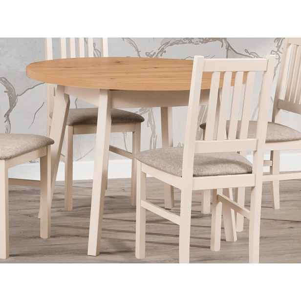 Kulatý jídelní stůl Norveg 100 cm, dub artisan/béžový kašmír