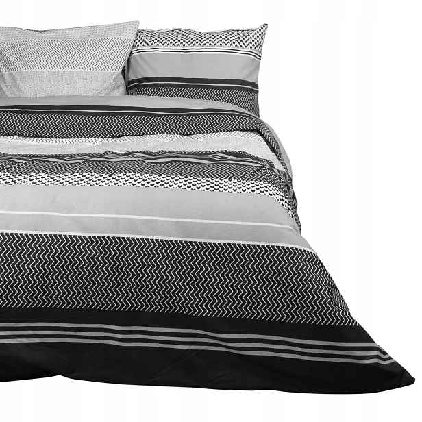 Povlečení bavlněné Zigo Grey 160x200 Cottonlove Exclusive šedé s černými pruhy