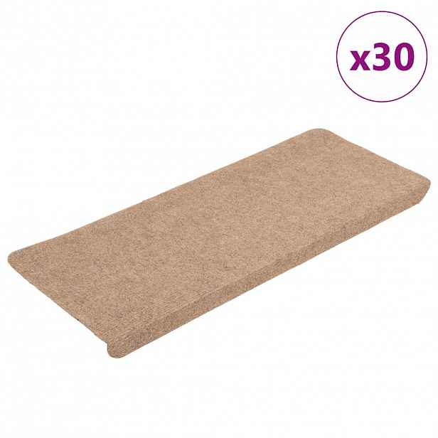 vidaXL Samolepicí podložky na schody 30 ks Béžová 65x24,5x3,5 cm