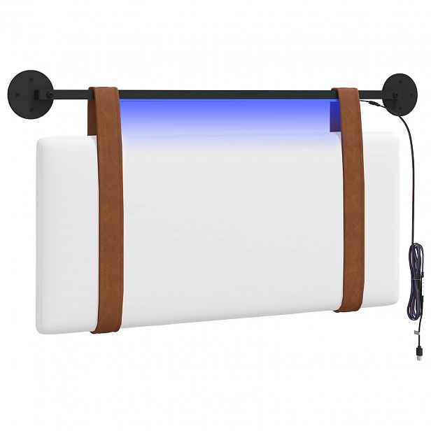 vidaXL Závěsné čelo postele S LED osvětlením Bílá Antický PU