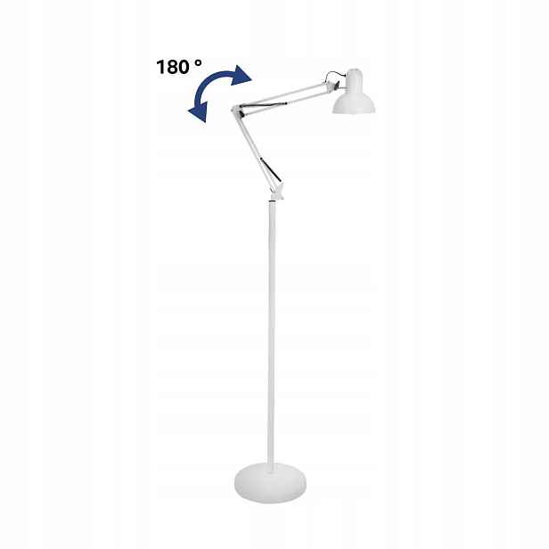 Stojací Led lampa Podlahová Bílá E27 Bílá Nastavitelná pro čtení
