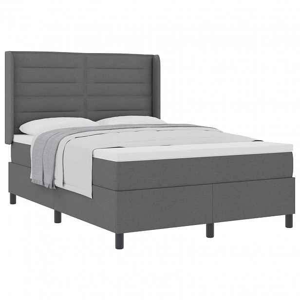 vidaXL Postel s boxspringem s polštářem Tmavě šedá 200 x 160 cm textil