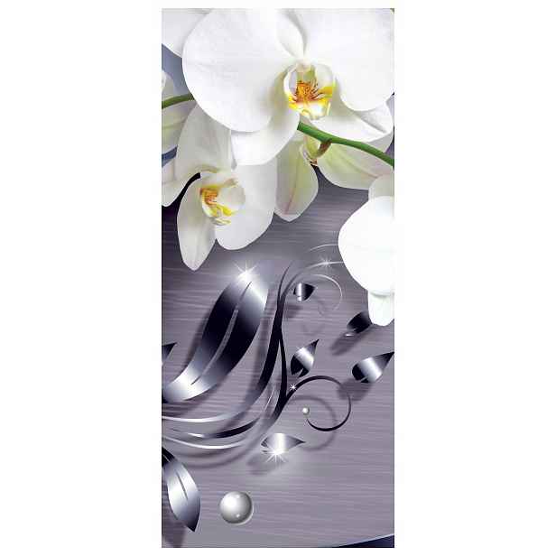Vliesová fototapeta Bílé orchideje se stříbrem, elegance 91x211 lepidlo