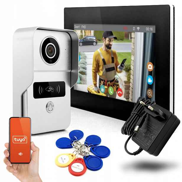 WiFi videotelefon Fhd LCD pro rodinný dům Tuya Rfid Ip kamery Detekce pohybu