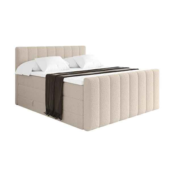 ALTDECOR BOXSPRINGOVÁ POSTEL s matrací H3/H4 - OTTA-Z KING - 200x200 cm Tmavě béžová