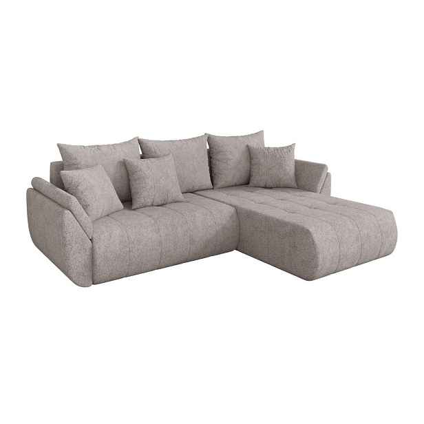 ALTDECOR ROHOVÁ SEDAČKA s funkcí spaní, otoman vpravo TOKO-L 277x194x86 světle šedá velur