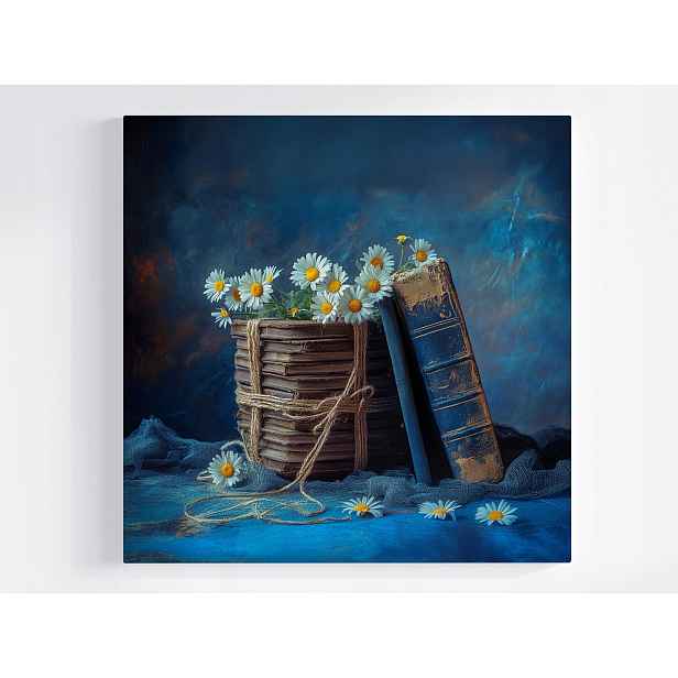 Obraz Na Plátně Plátno Dekorace Staré Knihy Květy Sedmikrásky 50x50