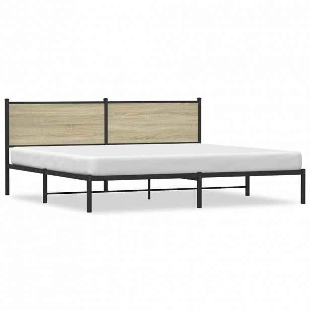 vidaXL Kovový rám postele bez matrace dub sonoma 200 x 200 cm