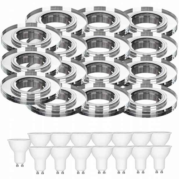 15 x Pevná Stropní Lampa Halogenová Objímka Sklo Led Žárovky 1.5W