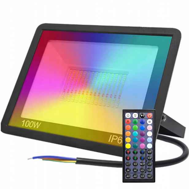 Barevná Voděodolná Lampa Halogenový Led Zářič Rgb 100W IP65 S Dálkovým Ovládáním