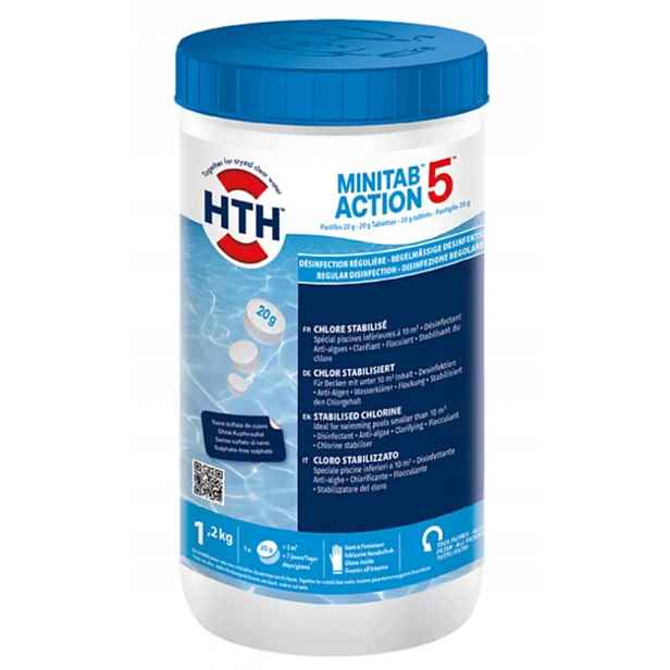 Hth Multifunkční chlor malé tablety 20 g proti řasám Minitab Action 1,2 kg