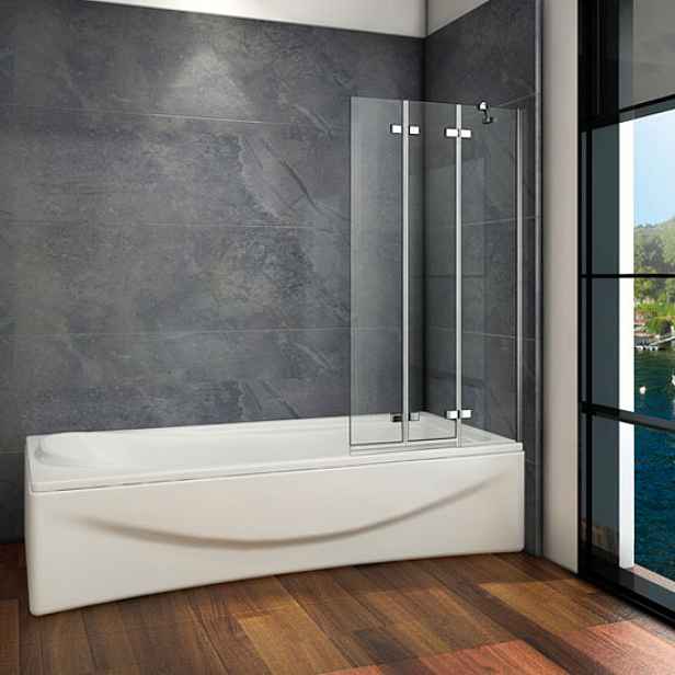 Vanová zástěna S3 CLEAR 100x140 - třídílná sklopná, čiré sklo