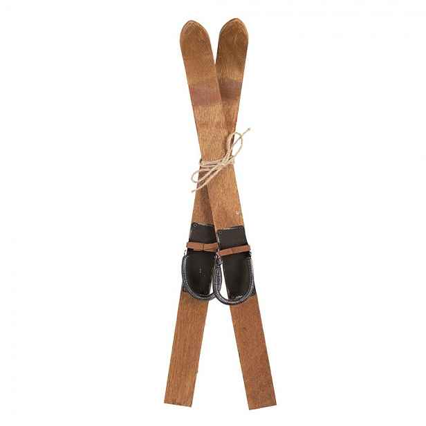 Hnědá antik dřevěná dekorace lyže Ski Vintage - 5*3*60 cm Clayre & Eef