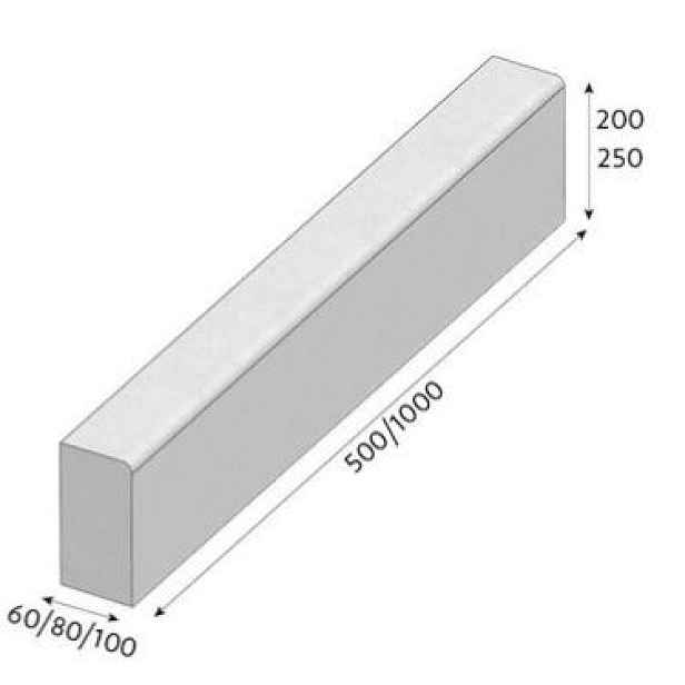 Obrubník betonový CS Beton T8 šedá 80×1000×250 mm