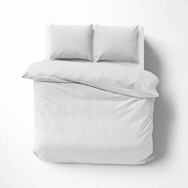 Povlečení damaškové 180x200 bílé jednobarevné proužky 1 cm Pure