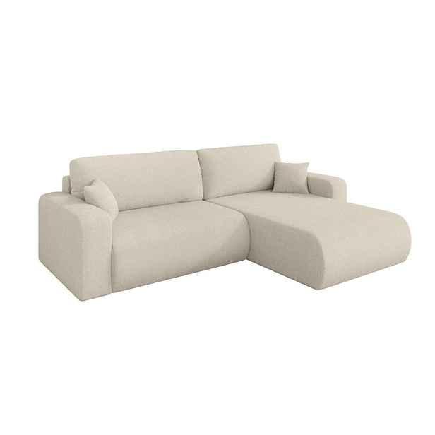 ALTDECOR ROHOVÁ SEDAČKA s funkcí spaní, otoman vpravo BERY-L 276x193x88 béžová bouclé