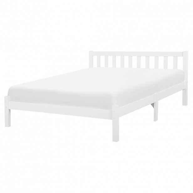 Beliani DŘEVĚNÁ POSTEL 160/200 cm Bílá Florac