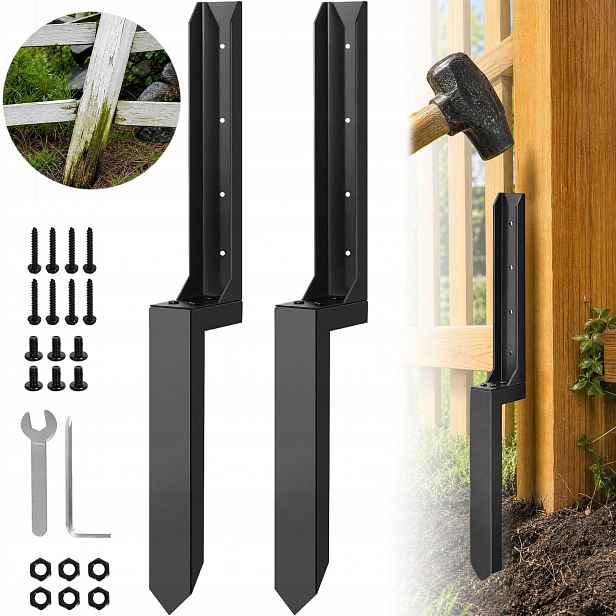 Kotva Do Sloupku Ocelová 80 CM, 2 Kusy, Pro Opravu Plotu Bez Betonu