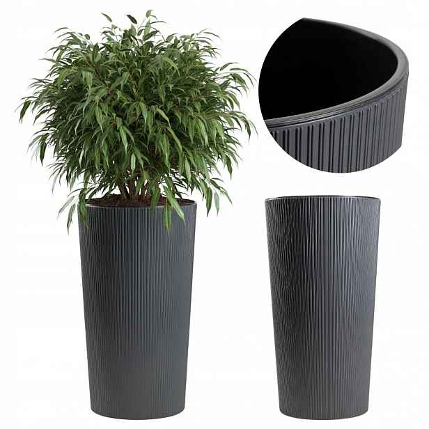 Vysoká Květináč Antracit na květiny terasa vložka kryt do domu 41x75 cm slim