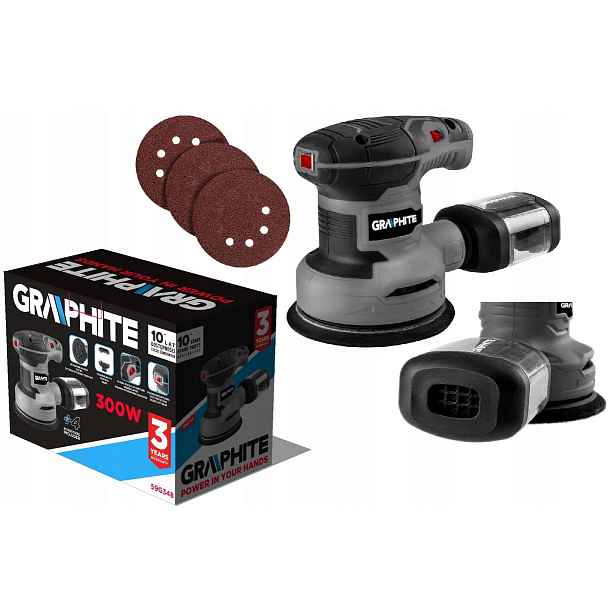 Graphite Excentrická bruska 300W, 125mm talíř 59G348