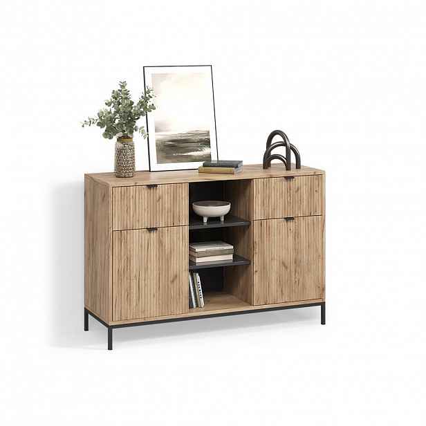 Livinity® KREDENC Aterno Dub Viking 120 x 81.2 cm se 2 zásuvkami a 2 dvířky