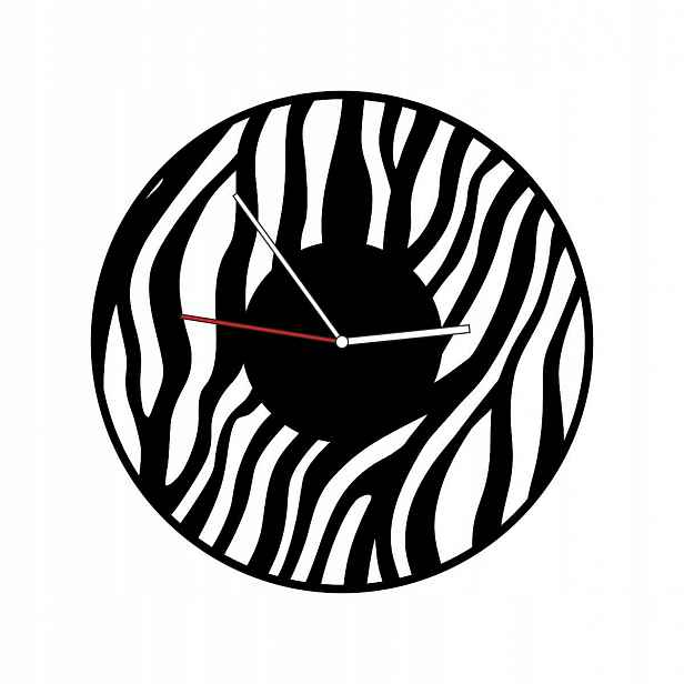 Kovové Nástěnné Hodiny 40 cm Černé Zebra