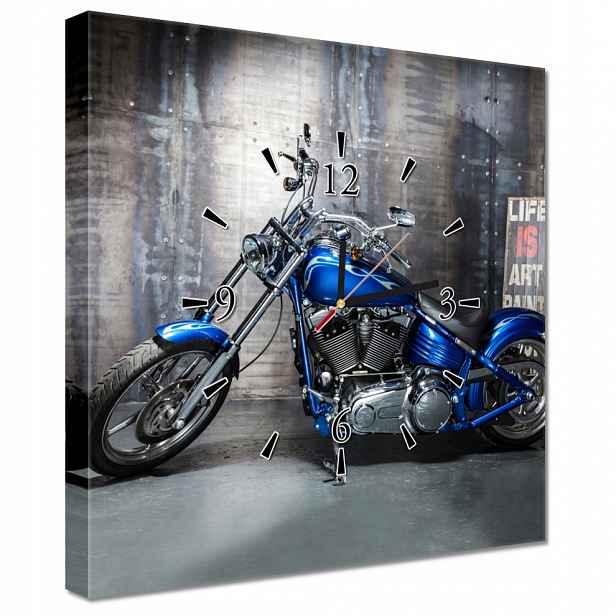 Nástěnné hodiny 40x40 Modrý chopper