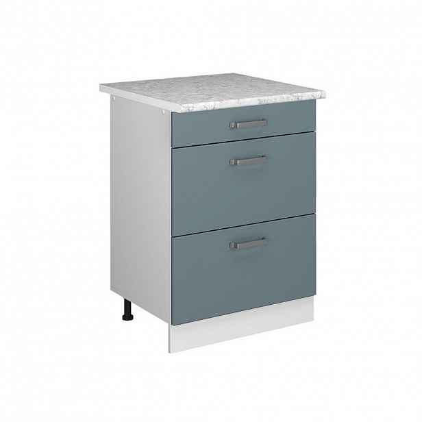 Vicco SPODNÍ SKŘÍŇKA KUCHYŇSKÉ LINKY R-Line Modrošedá 60 cm se zásuvkami a pracovní deskou