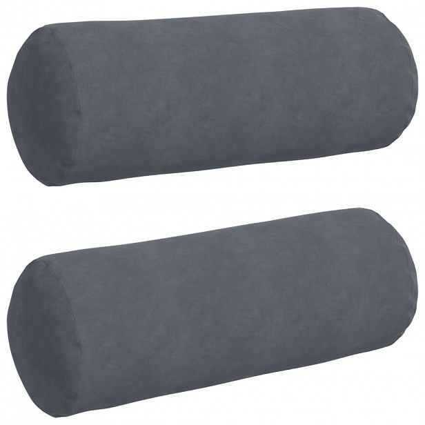 vidaXL Polštáře 2 pcs Tmavě šedá Ø 25 x 70 cm Žebrovaná látka