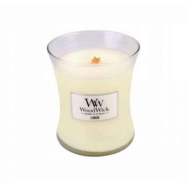 Woodwick Střední Linenová svíčka Čerstvé praní 275 g