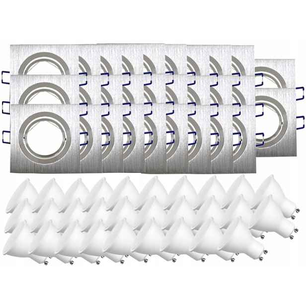 29x Hliníková Lampa Stropní Svítidlo Inox Zapuštěné Led Žárovky 5W