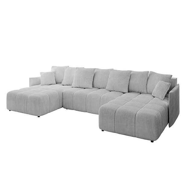 ALTDECOR SEDACÍ SOUPRAVA ve tvaru U s funkcí spaní a úložným prostorem LONLI-U 350x190x68 Šedá Manšestr