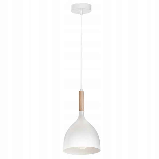 Luminex Závěsná lampa Noak Wood Bílá s dřevem E27 15W