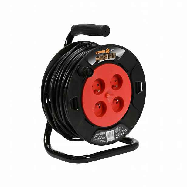 Prodlužovací Kabel Na Bubnu 40 M 4 Zásuvky IP20 230V 2300W Černý Vorel