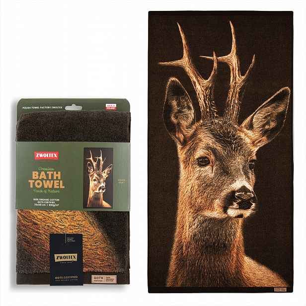 Bavlněný ručník Zwoltex 70x140 cm jako dárek pro myslivce, vzor Roháč