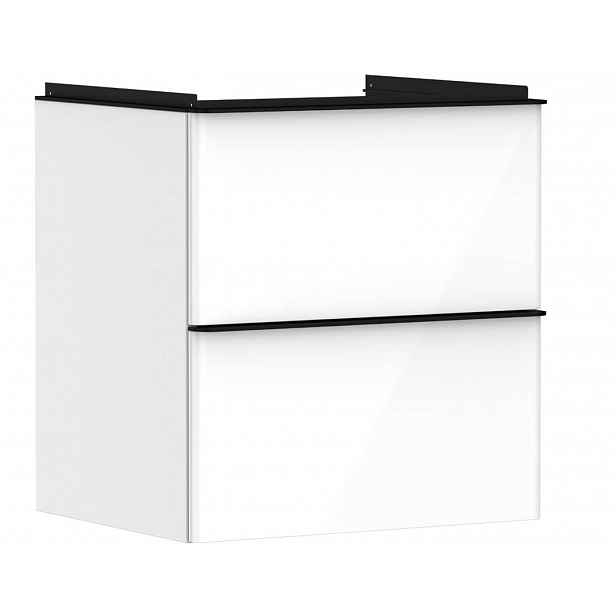 Hansgrohe Xelu Q - Umyvadlová skříňka, 63x58x50 cm, 2 zásuvky, lesklá bílá/matná černá 54023670