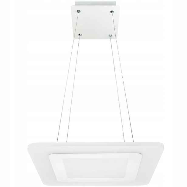 Závěsná Led lampa čtverec bílá, moderní, neutrální do obývacího pokoje, 35 cm Polux