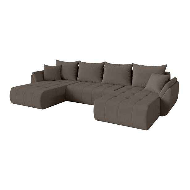 ALTDECOR SEDACÍ SOUPRAVA DO U s funkcí spaní a úložným prostorem TOKO-U 378x194x86 hnědá bouclé